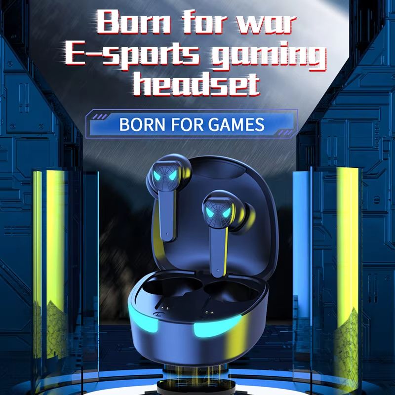 Wireless Bluetooth Earbuds – Noise Cancelling Gaming Headset with LED Display & Built-in Mic