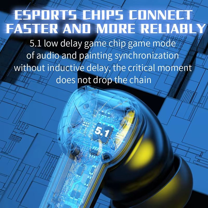 Wireless Bluetooth Earbuds – Noise Cancelling Gaming Headset with LED Display & Built-in Mic