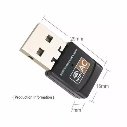 600Mbps Wireless USB Ethernet PC WiFi AC Adapter Lan 802.11 Dual Band 2.4G / 5G