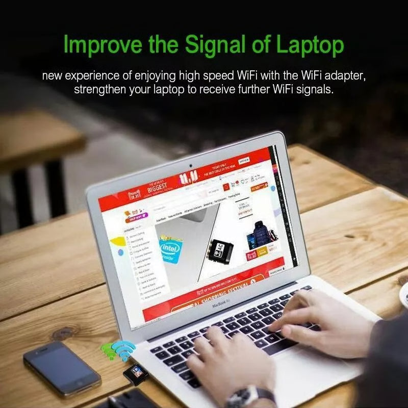 600Mbps Wireless USB Ethernet PC WiFi AC Adapter Lan 802.11 Dual Band 2.4G / 5G