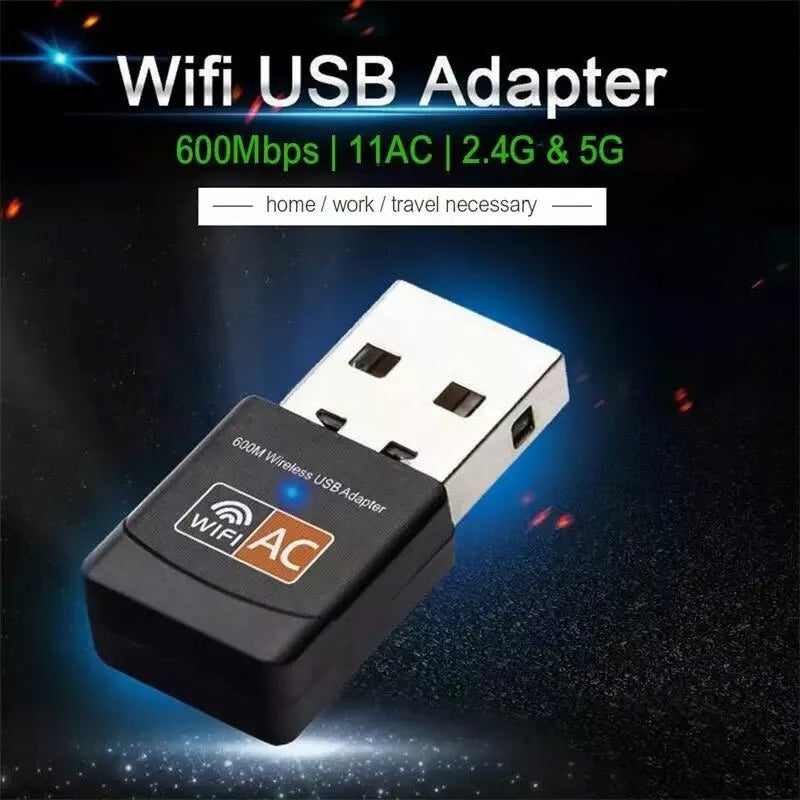 600Mbps Wireless USB Ethernet PC WiFi AC Adapter Lan 802.11 Dual Band 2.4G / 5G
