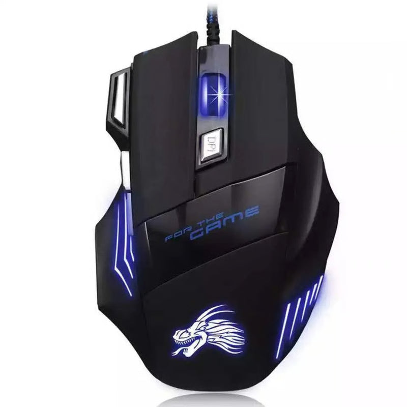 Gaming mouse 7 button USB wired LED breathing fire button 3200 DPI laptop PC