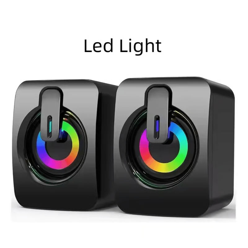 USB Computer Speakers with HIFI Stereo Sound and LED Light for Desktop