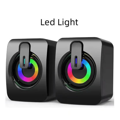 USB Computer Speakers with HIFI Stereo Sound and LED Light for Desktop