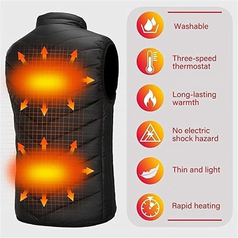 USB Heated Vest Electric Bodywarmer For Men & Women With Adjustable Zones