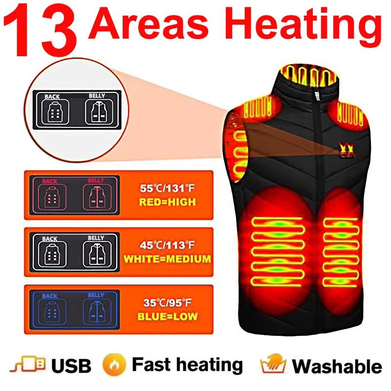 USB Heated Vest Electric Bodywarmer For Men & Women With Adjustable Zones