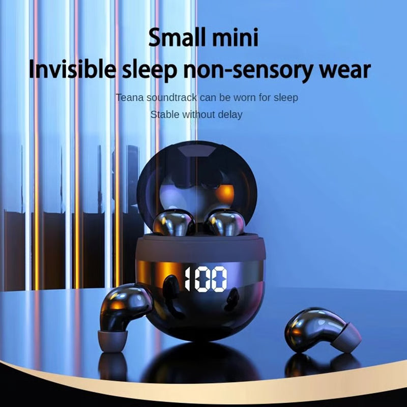 Mini Invisible Bluetooth 5.3 Headphones – Noise Cancelling Sleeping Earbuds with Mic and Deep Bass